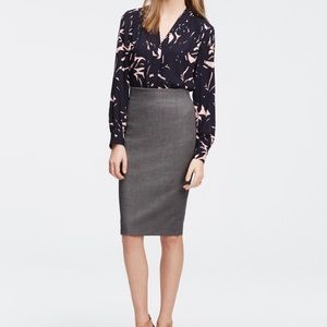Ann Taylor Birdseye High Waisted Pencil Skirt